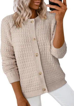 Dokotoo Cardigan Sweaters for Women Lightweight Long Sleeve Open Front 2024 Button Down Jacket Winter