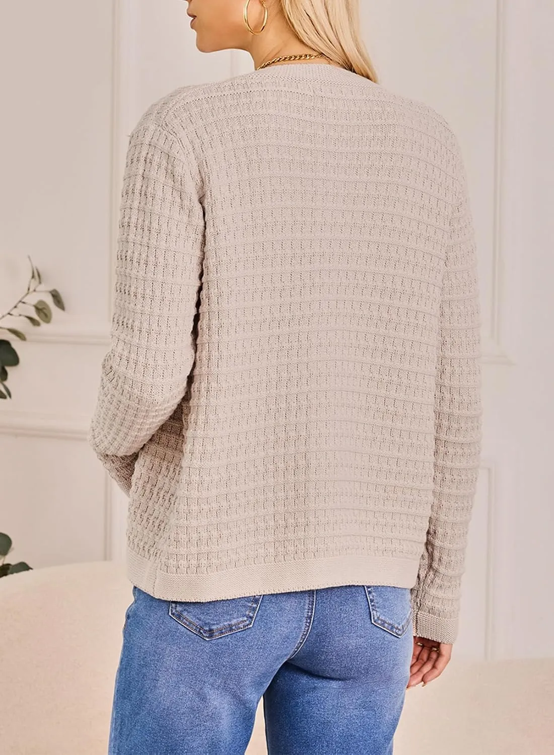 Dokotoo Cardigan Sweaters for Women Lightweight Long Sleeve Open Front 2024 Button Down Jacket Winter