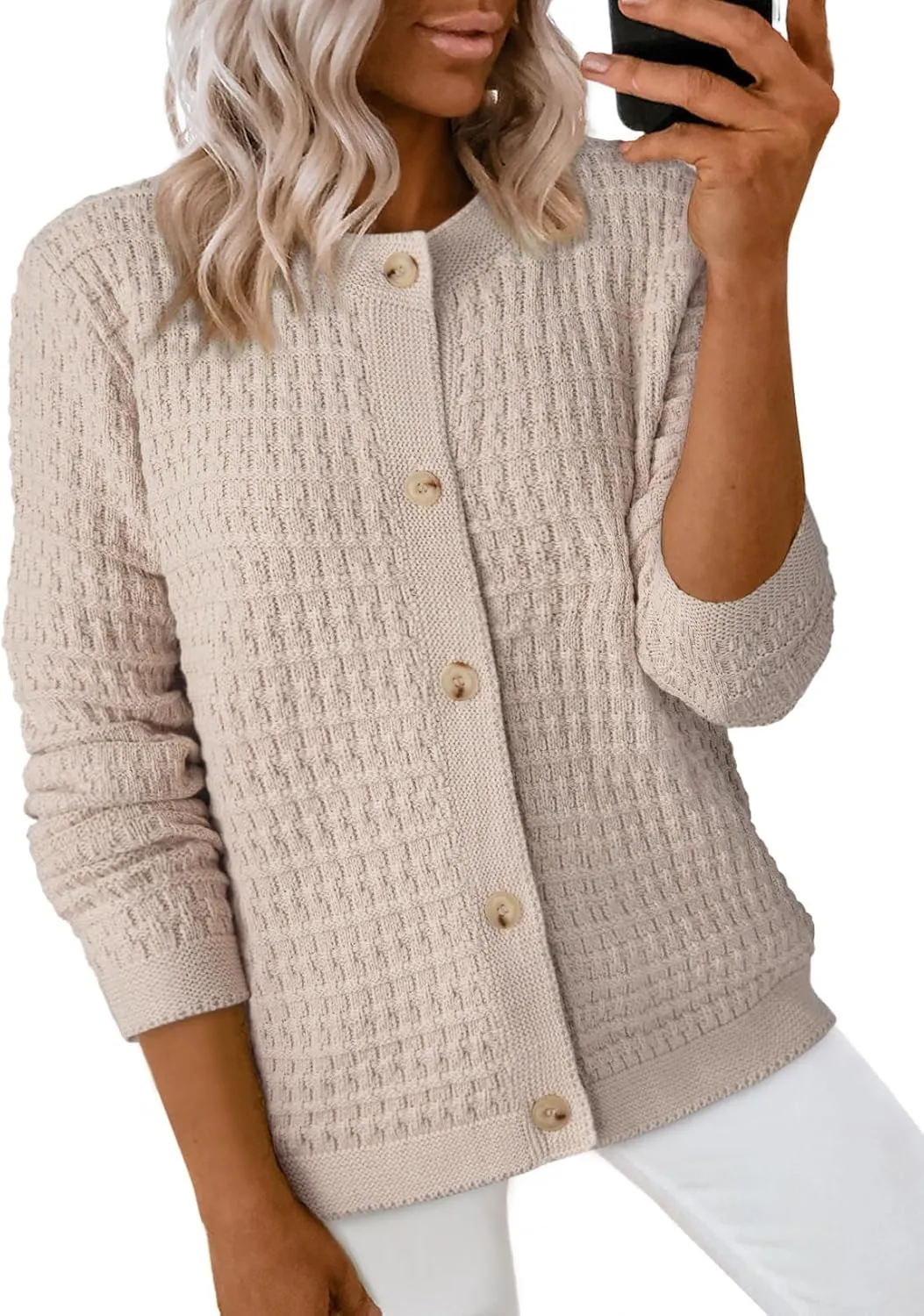 Dokotoo Cardigan Sweaters for Women Lightweight Long Sleeve Open Front 2024 Button Down Jacket Winter