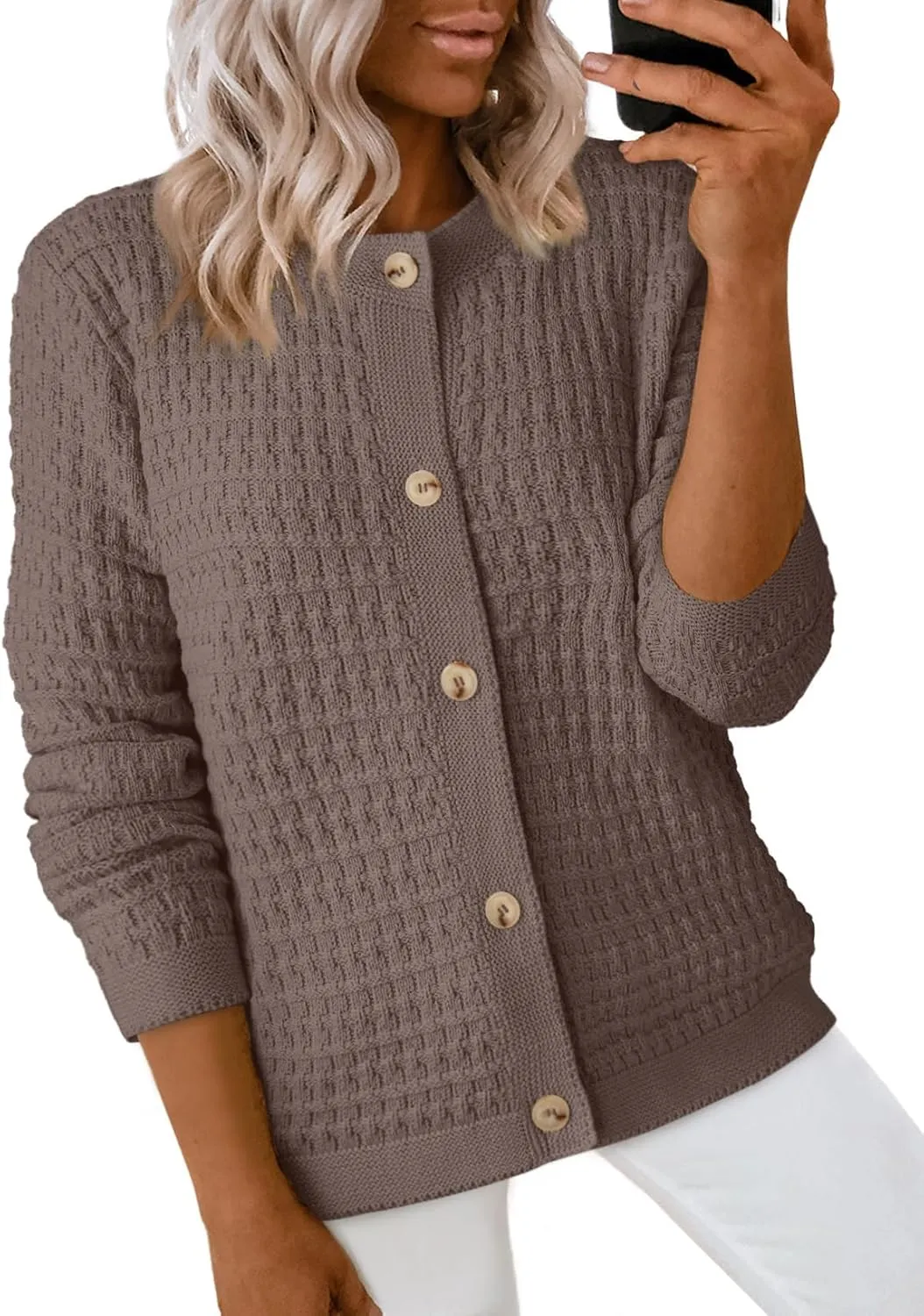 Dokotoo Cardigan Sweaters for Women Lightweight Long Sleeve Open Front 2024 Button Down Jacket Winter
