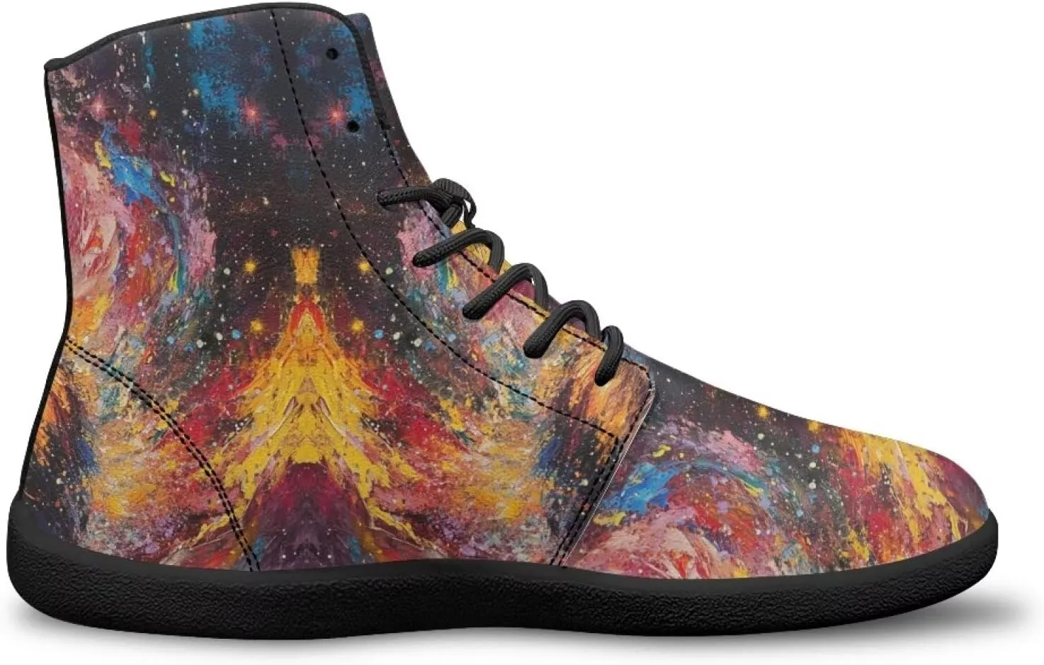 Doojoayie High Top Shoes for Men Wide Width PU Leather Shoes Emerging Adult