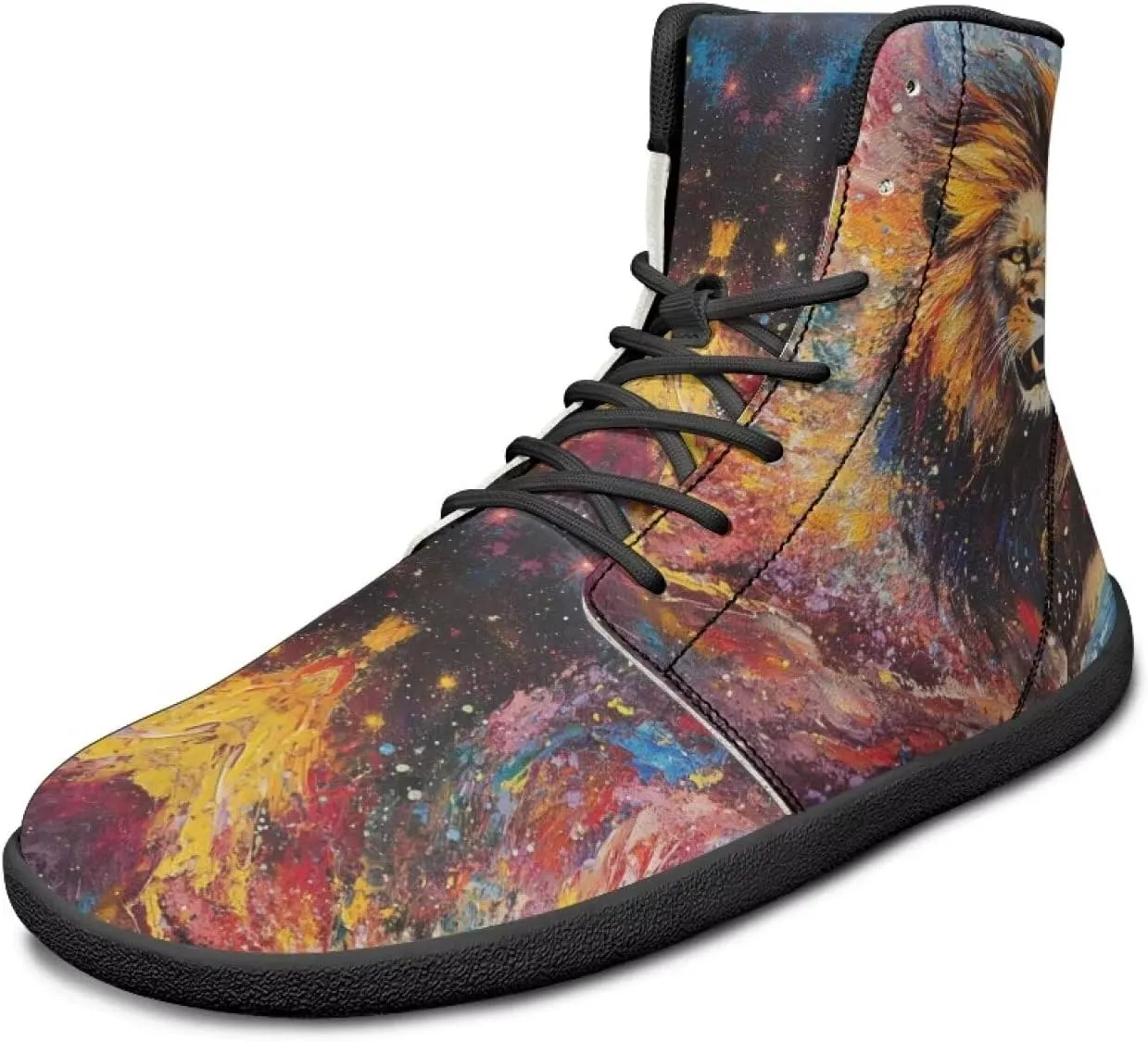 Doojoayie High Top Shoes for Men Wide Width PU Leather Shoes Emerging Adult