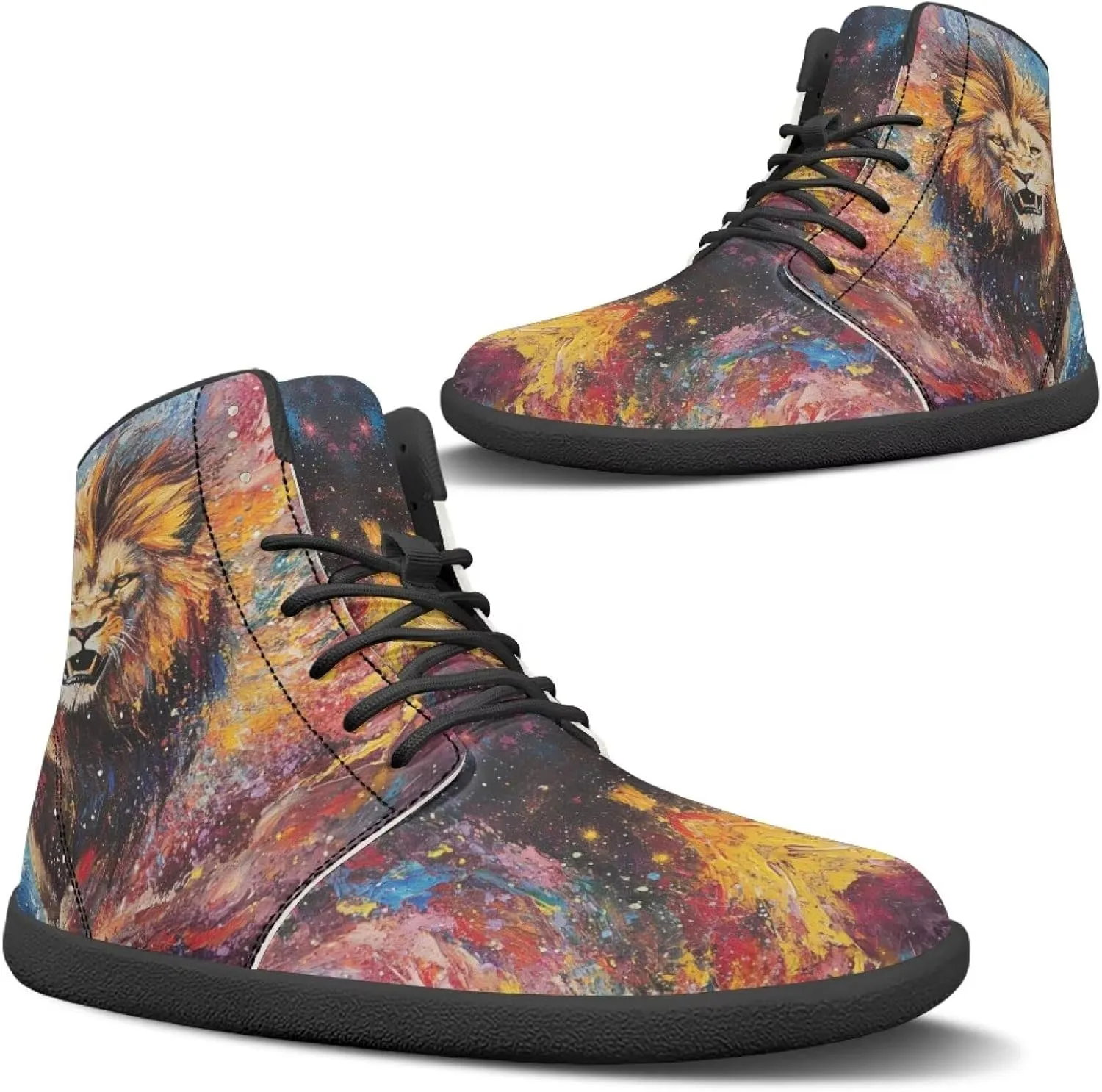 Doojoayie High Top Shoes for Men Wide Width PU Leather Shoes Emerging Adult