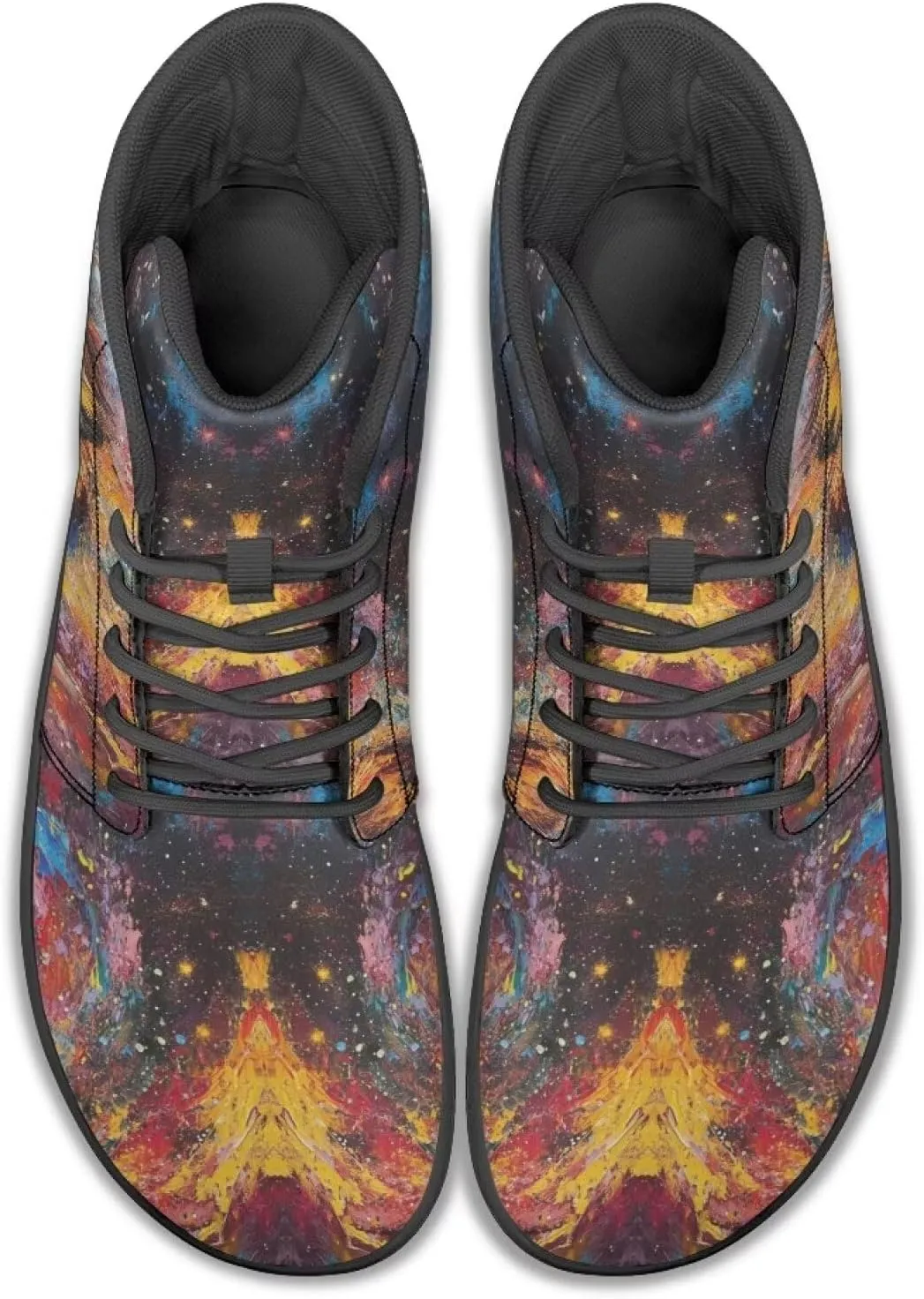 Doojoayie High Top Shoes for Men Wide Width PU Leather Shoes Emerging Adult