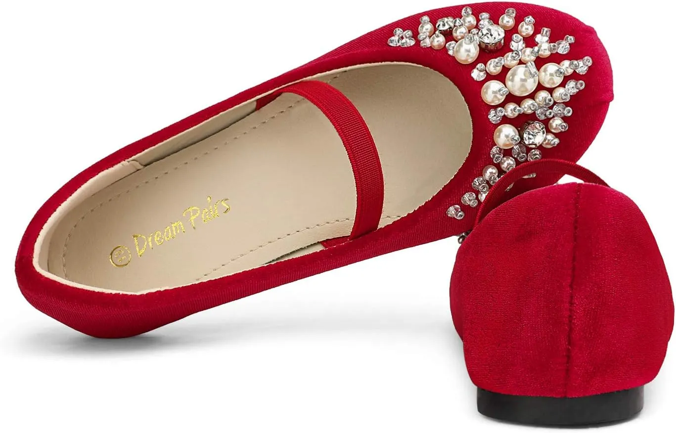 DREAM PAIRS Girls Ballet Flats Flower Shoes Mary Jane Ballerina Flat Dress Shoes for Daily/Wedding/Party