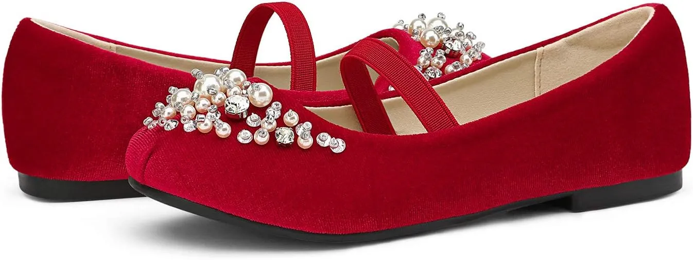 DREAM PAIRS Girls Ballet Flats Flower Shoes Mary Jane Ballerina Flat Dress Shoes for Daily/Wedding/Party
