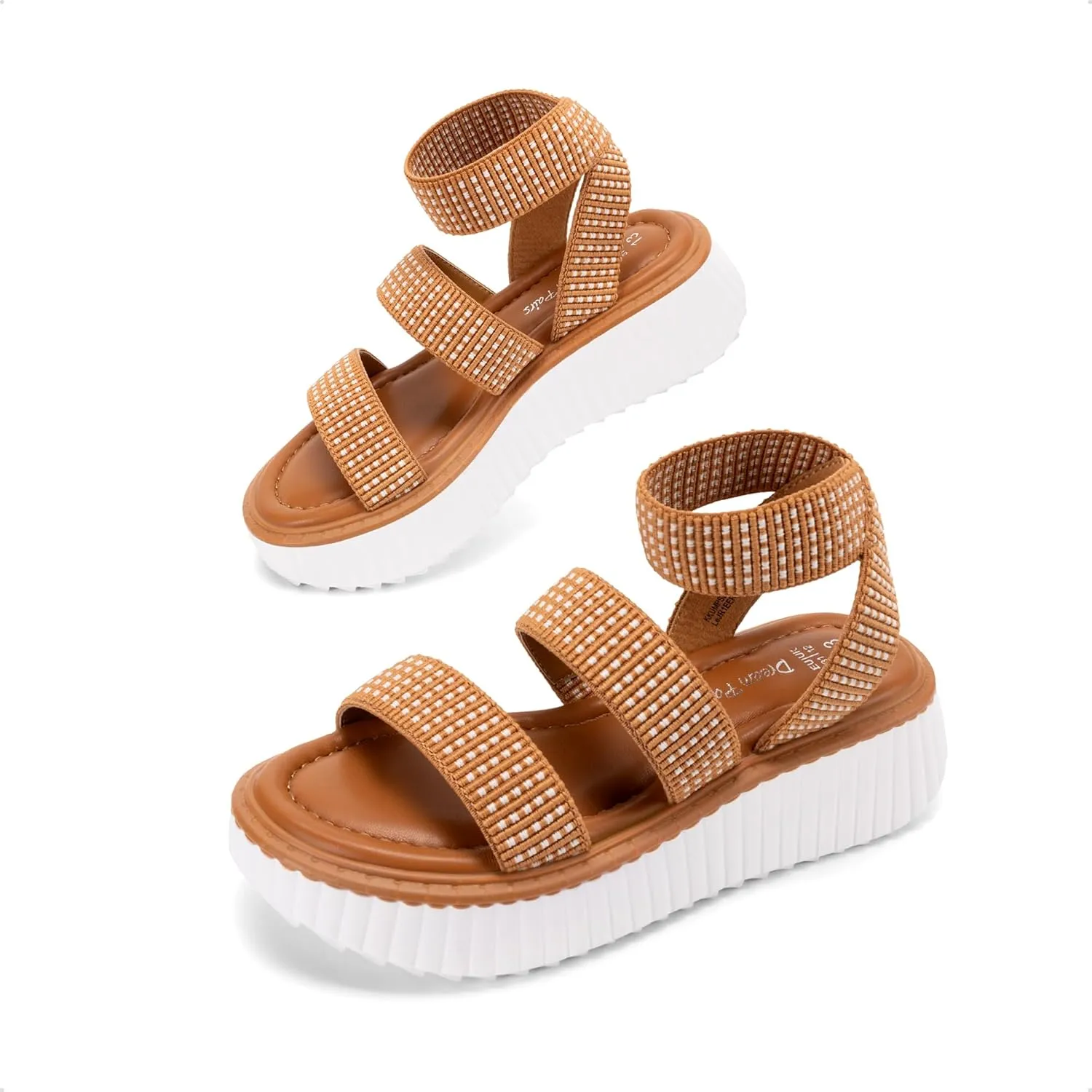 DREAM PAIRS Girls Flatform Wedge Open Toe Platform Summer Sandals with Buckle Ankle Strap for Little Kid/Big Kid