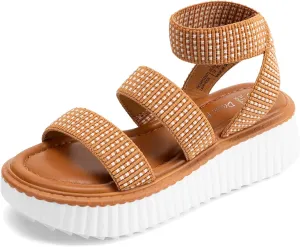 DREAM PAIRS Girls Flatform Wedge Open Toe Platform Summer Sandals with Buckle Ankle Strap for Little Kid/Big Kid