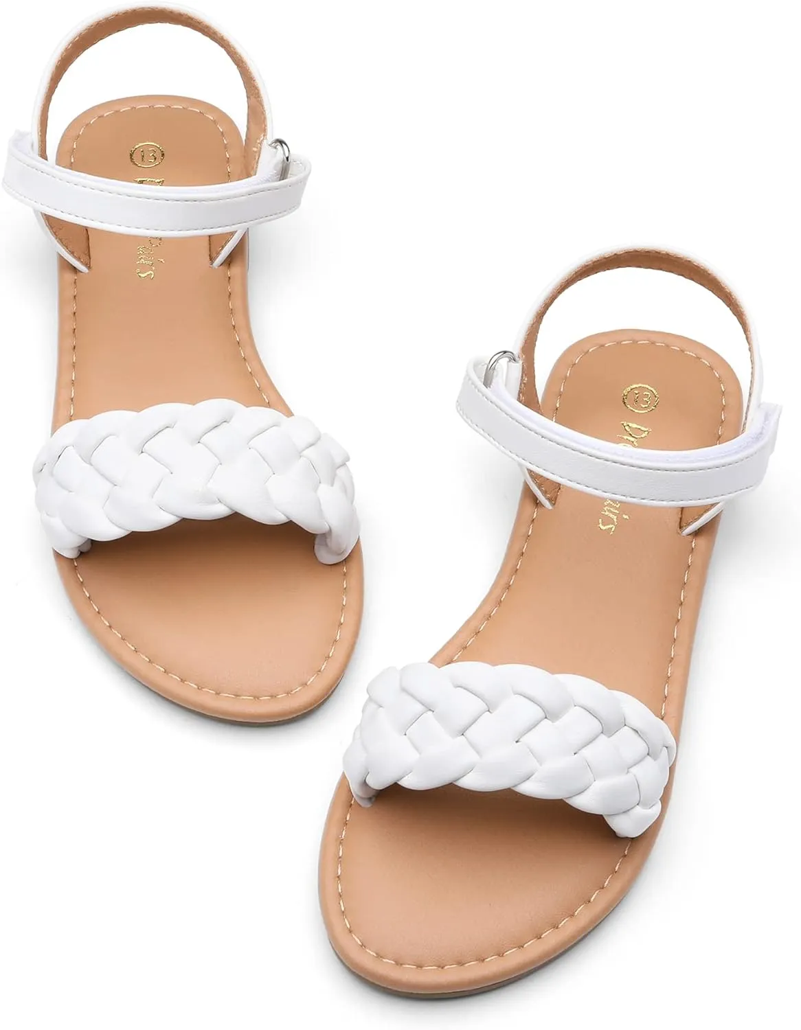 DREAM PAIRS Girls Sandals Classic Open Toe Braided Flat Sandals Summer Dress Shoes