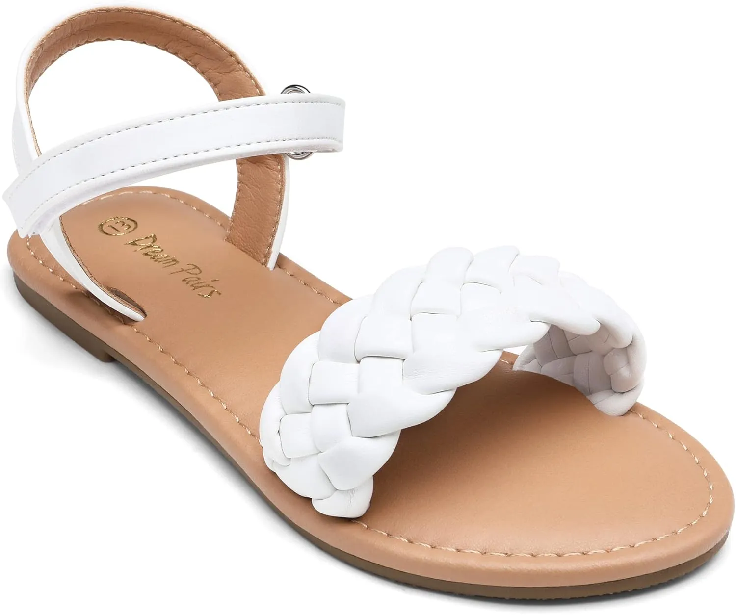 DREAM PAIRS Girls Sandals Classic Open Toe Braided Flat Sandals Summer Dress Shoes