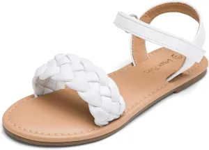 DREAM PAIRS Girls Sandals Classic Open Toe Braided Flat Sandals Summer Dress Shoes