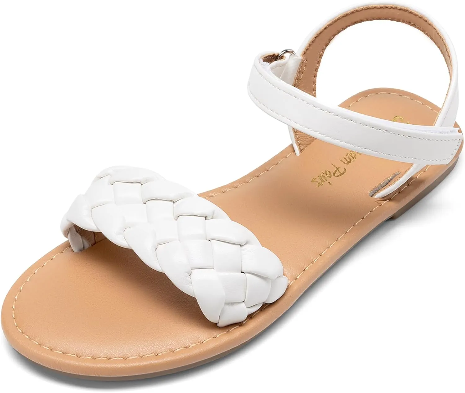 DREAM PAIRS Girls Sandals Classic Open Toe Braided Flat Sandals Summer Dress Shoes