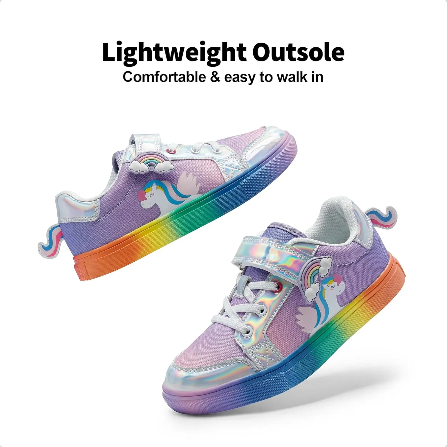DREAM PAIRS Girls Shoes Toddler Sneakers Rainbow Storybook Casual School Walking Footwear for Toddler/Little Kids