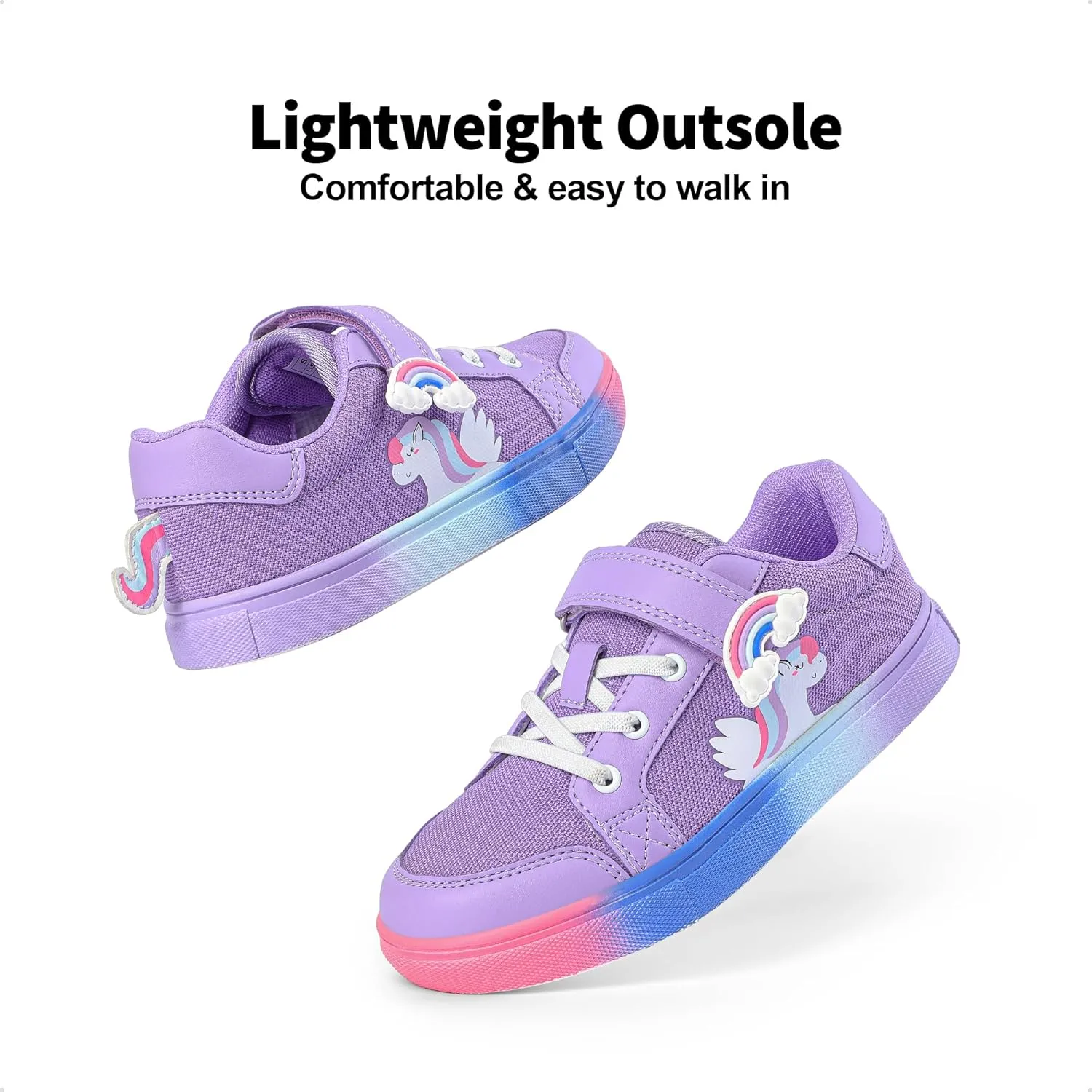 DREAM PAIRS Girls Shoes Toddler Sneakers Rainbow Storybook Casual School Walking Footwear for Toddler/Little Kids