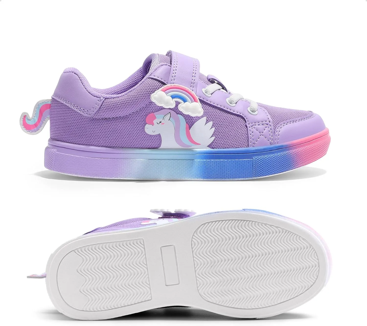 DREAM PAIRS Girls Shoes Toddler Sneakers Rainbow Storybook Casual School Walking Footwear for Toddler/Little Kids