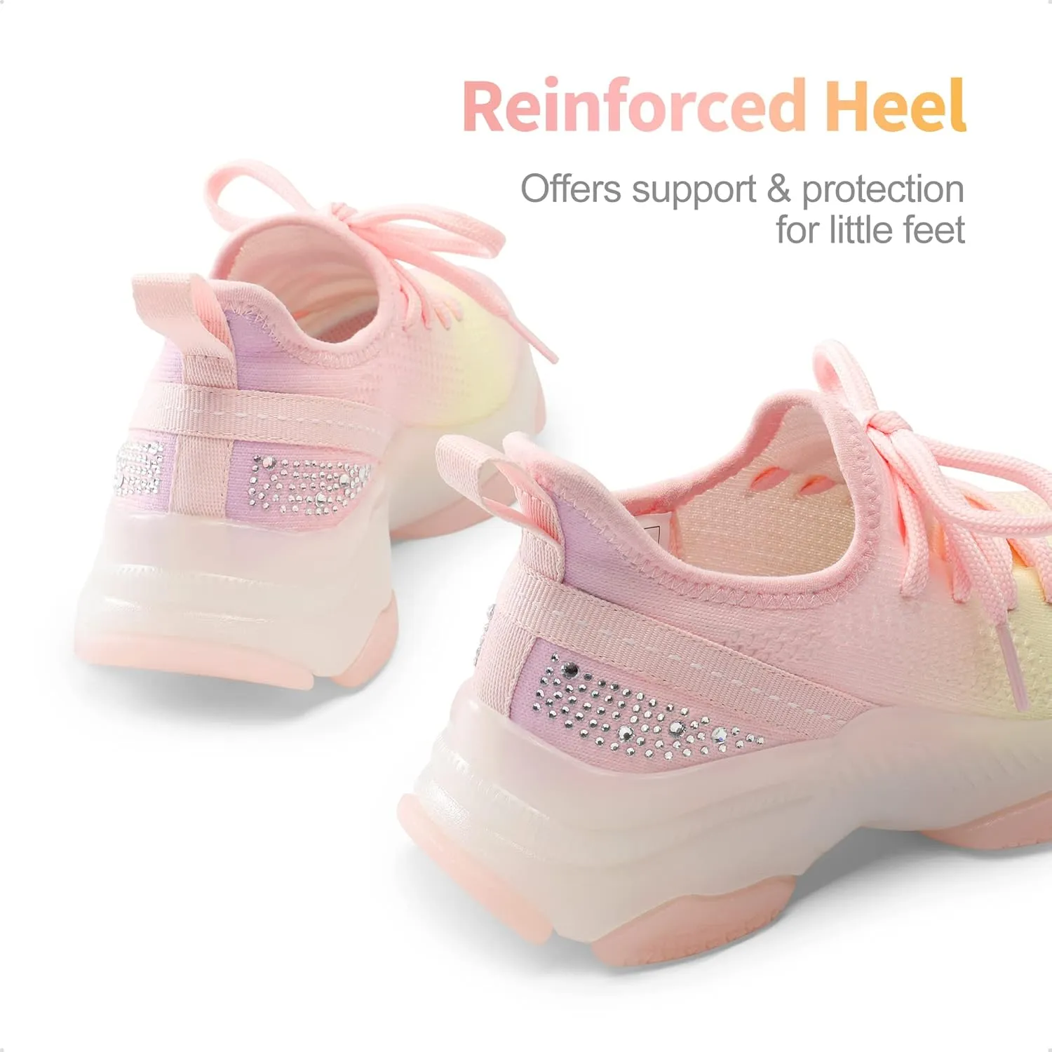 DREAM PAIRS Girls Slip-On Sneakers Kids Sparkle Pop Lightweight Jelly Sole Walking Shoes
