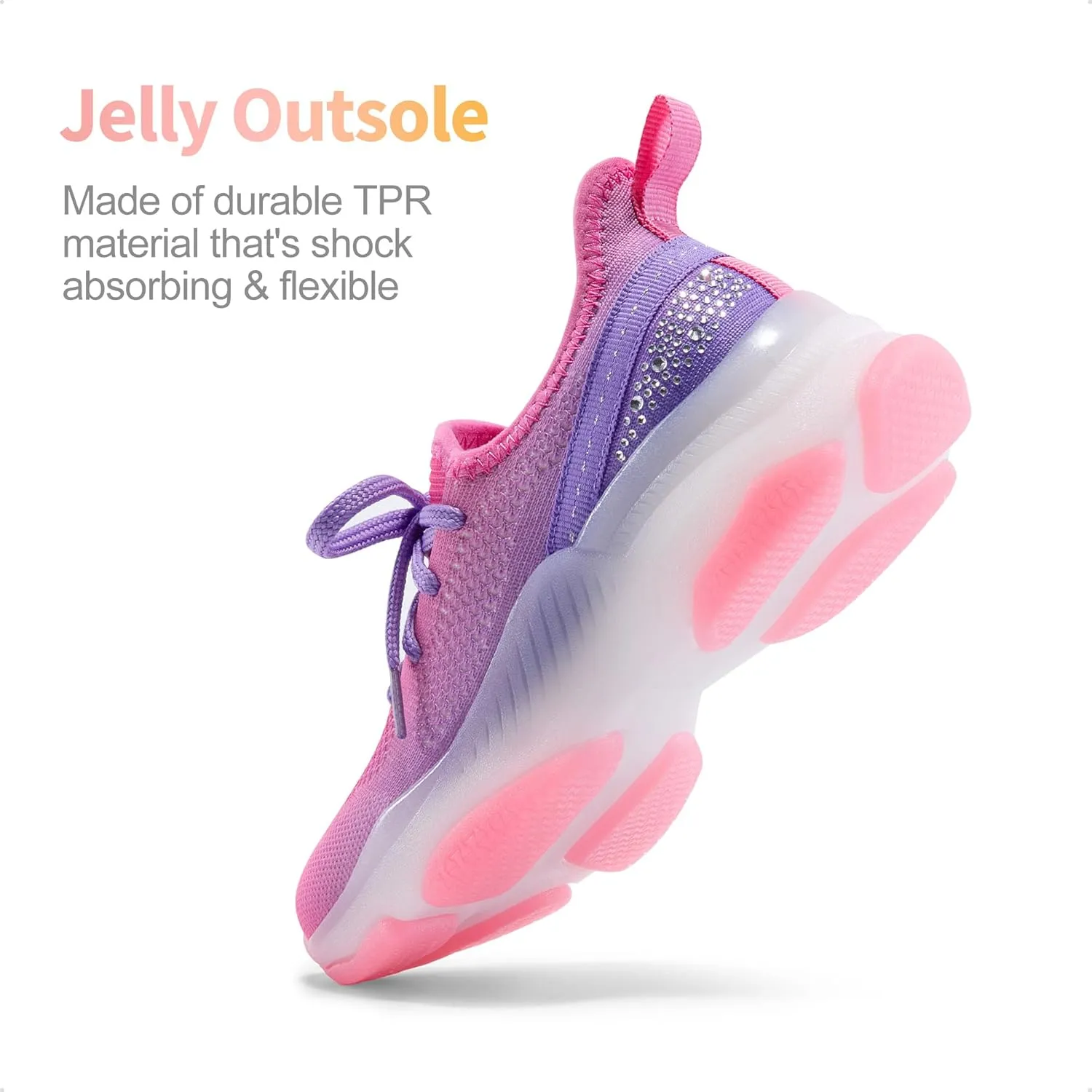 DREAM PAIRS Girls Slip-On Sneakers Kids Sparkle Pop Lightweight Jelly Sole Walking Shoes