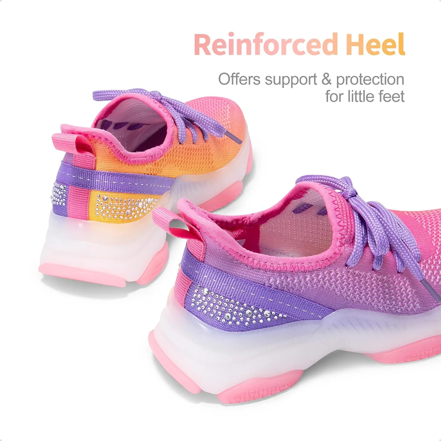 DREAM PAIRS Girls Slip-On Sneakers Kids Sparkle Pop Lightweight Jelly Sole Walking Shoes