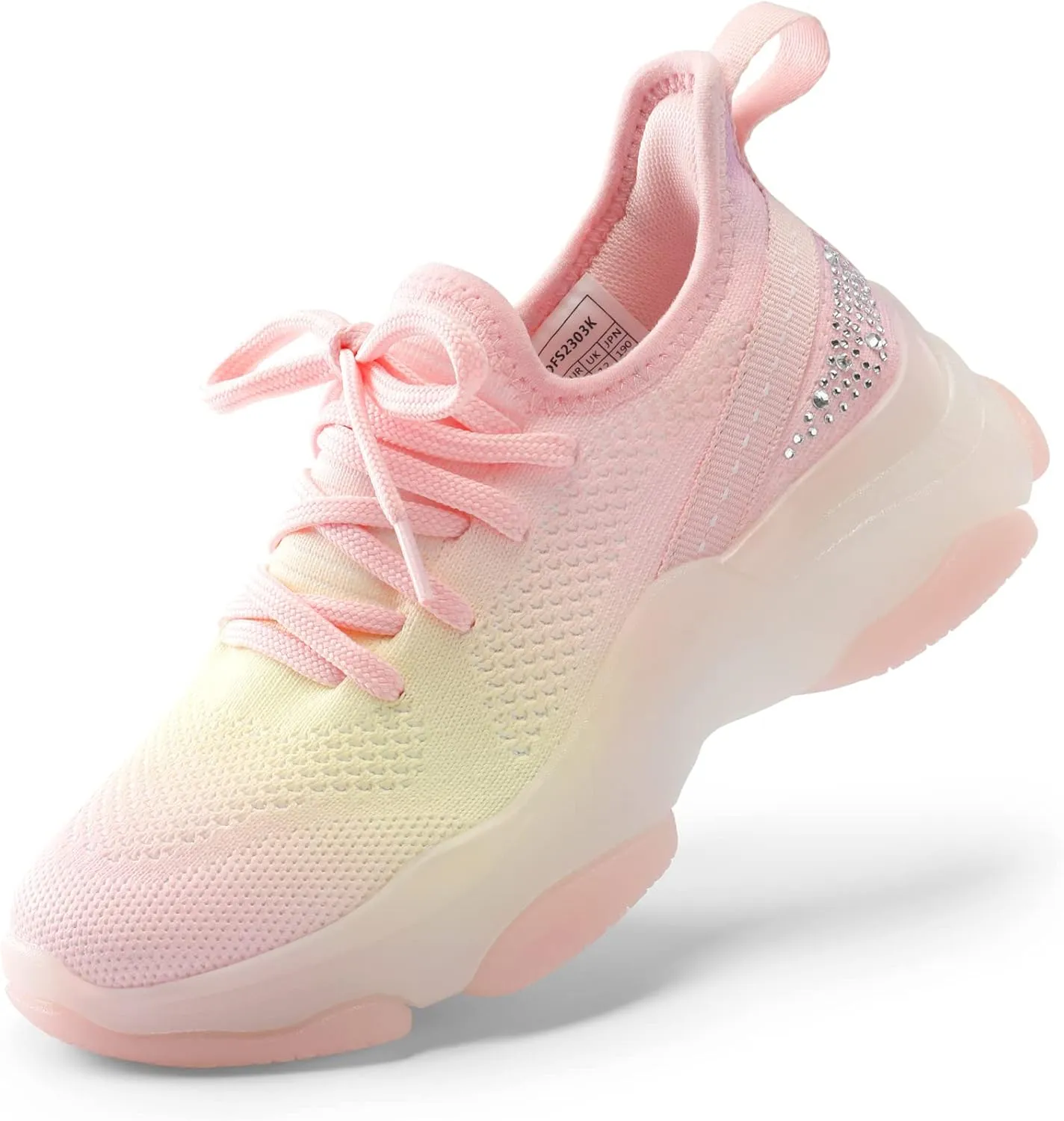 DREAM PAIRS Girls Slip-On Sneakers Kids Sparkle Pop Lightweight Jelly Sole Walking Shoes