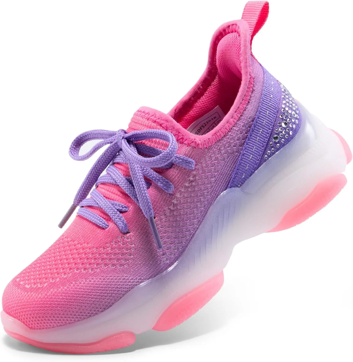 DREAM PAIRS Girls Slip-On Sneakers Kids Sparkle Pop Lightweight Jelly Sole Walking Shoes