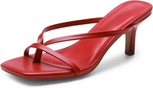 DREAM PAIRS Heels for Women Flip Flops Kitten Low Heels Open Square Toe Thong Heeled Sandals, Sexy Fashion Comfort Shoes for Party Casual Slides