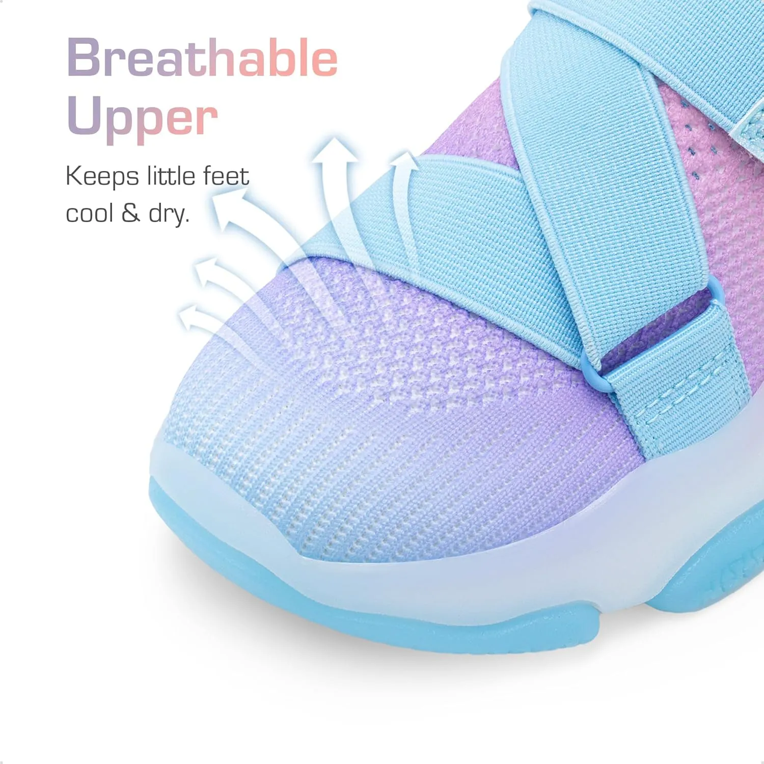 DREAM PAIRS Kids Sneakers Girls Slip-On Shoes Z-Strap Colorful Jelly Sole Walking Shoes