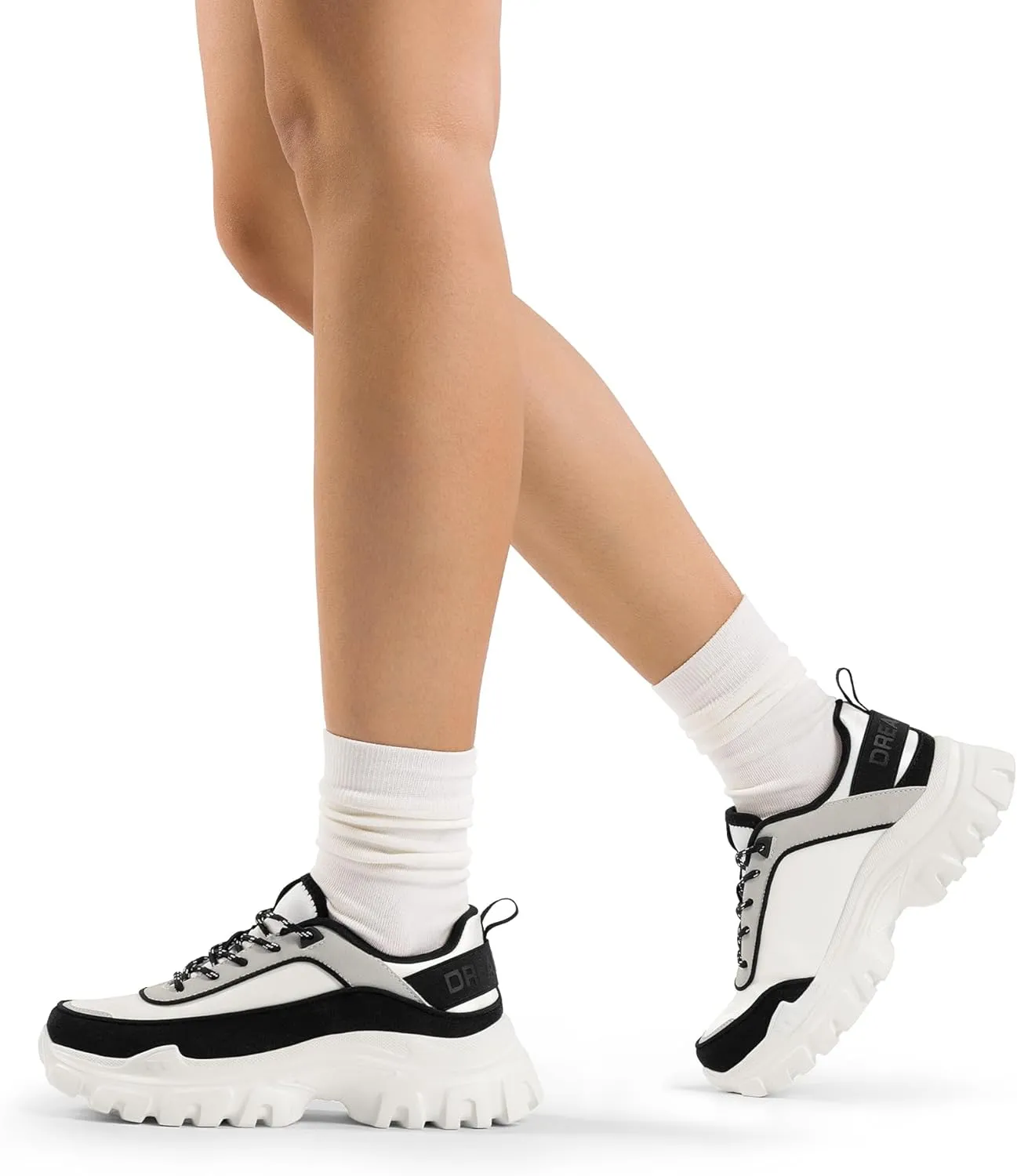 DREAM PAIRS Women Platform Chunky Fashion Sneakers Walking Lace-Up Comfortable Sport Stylish Lightweight Classic Casual Work Tennis Shoes