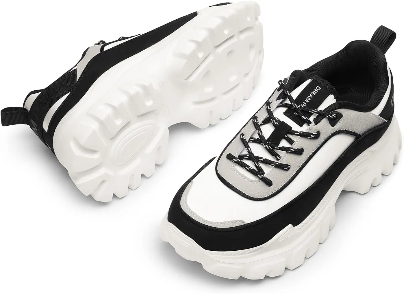 DREAM PAIRS Women Platform Chunky Fashion Sneakers Walking Lace-Up Comfortable Sport Stylish Lightweight Classic Casual Work Tennis Shoes