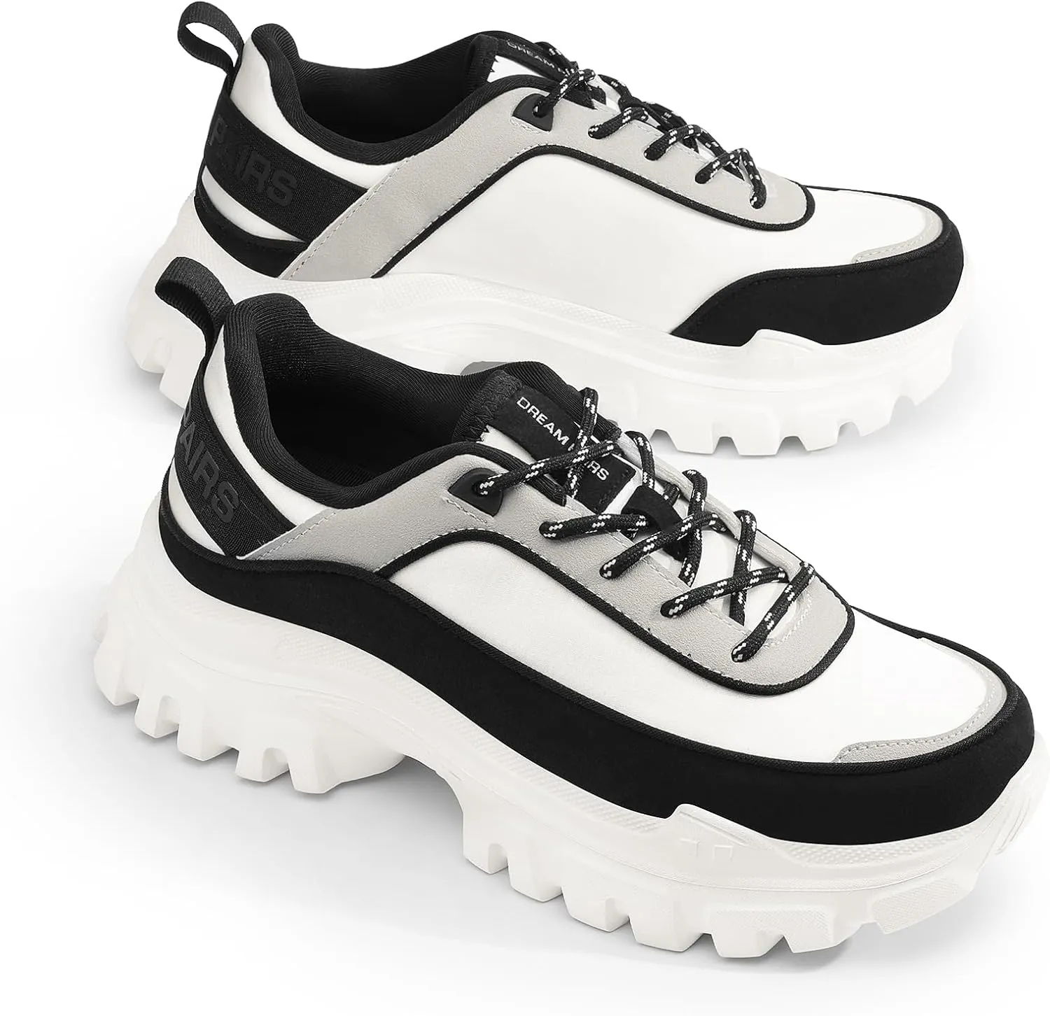 DREAM PAIRS Women Platform Chunky Fashion Sneakers Walking Lace-Up Comfortable Sport Stylish Lightweight Classic Casual Work Tennis Shoes