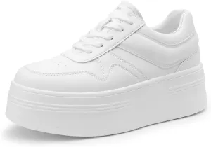 DREAM PAIRS Women Platform High Heel Fashion Sneakers Walking Lace Up Lightweight Stylish Classic Casual Sneaker.