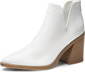 DREAM PAIRS Women's Ankle Boots Chunky Heel Pointed Toe Short Booties Shoes