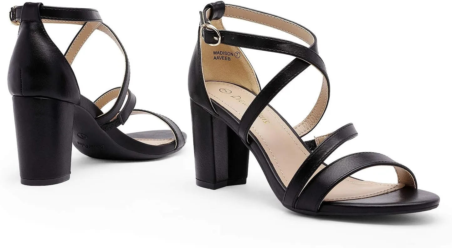 DREAM PAIRS Women’s Ankle Strap Dress Pump Low Chunky Heel Sandals