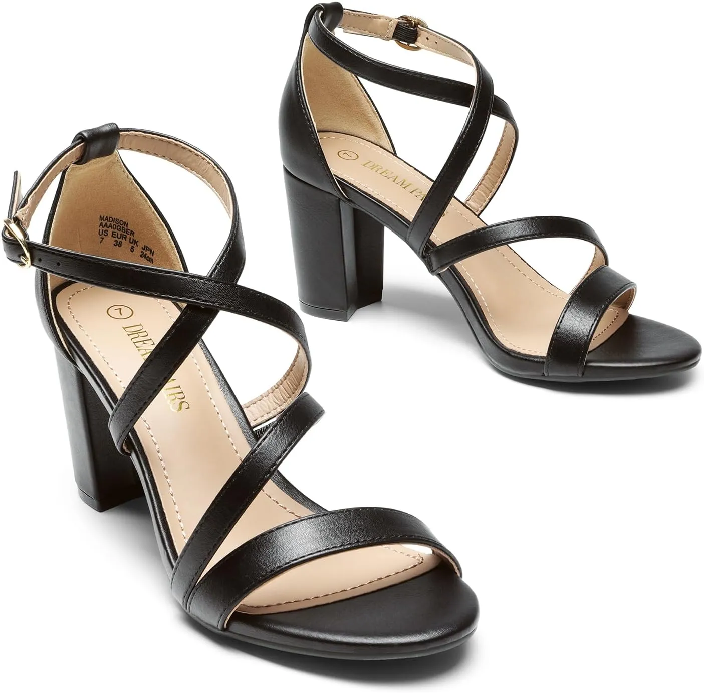 DREAM PAIRS Women’s Ankle Strap Dress Pump Low Chunky Heel Sandals