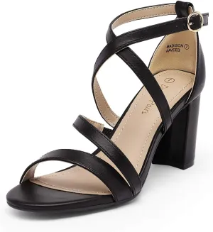 DREAM PAIRS Women’s Ankle Strap Dress Pump Low Chunky Heel Sandals