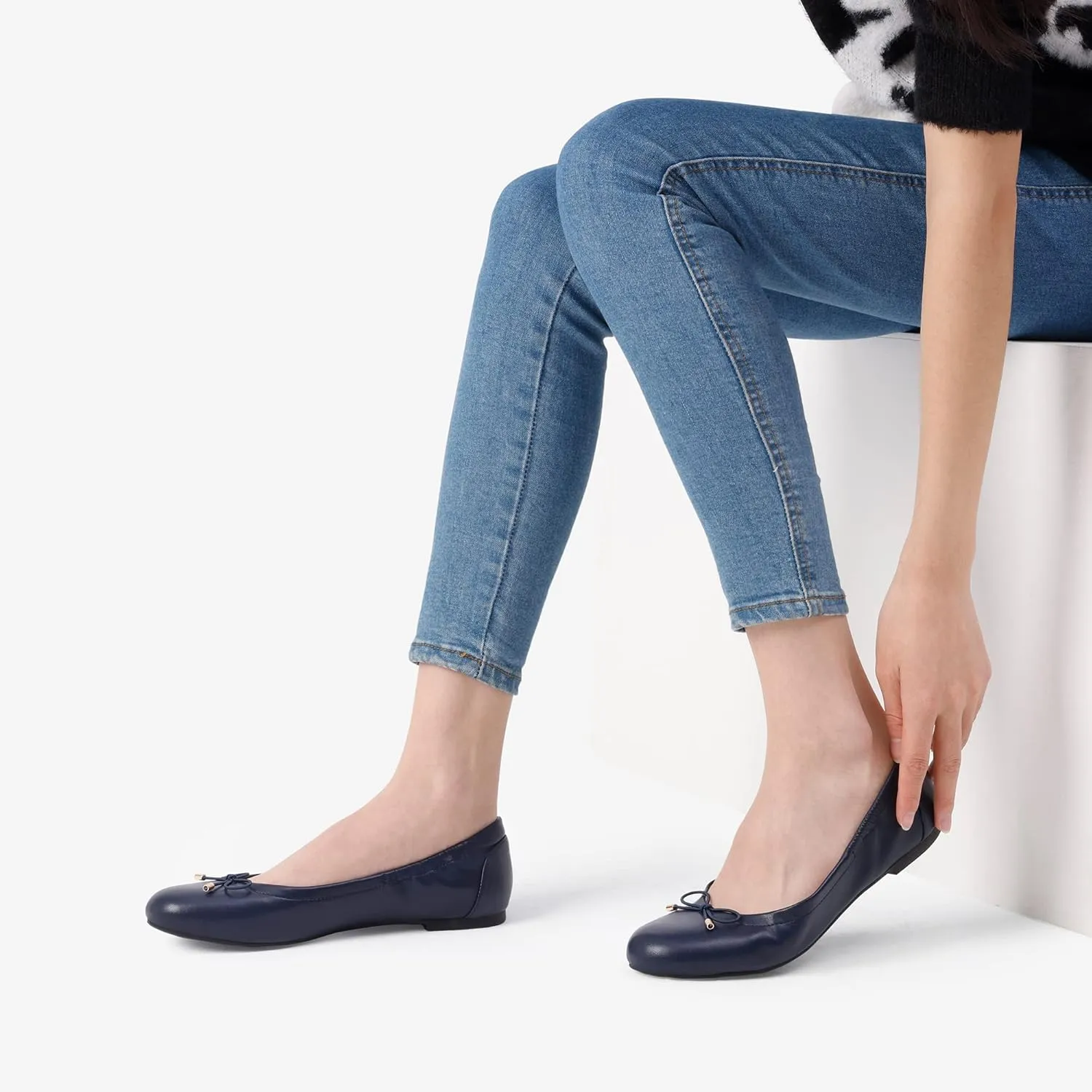 DREAM PAIRS Women's Ballet Flats, Foldable Round Toe Dress Shoes, Comfortable Slip On Work Flat Shoes with Bowknot