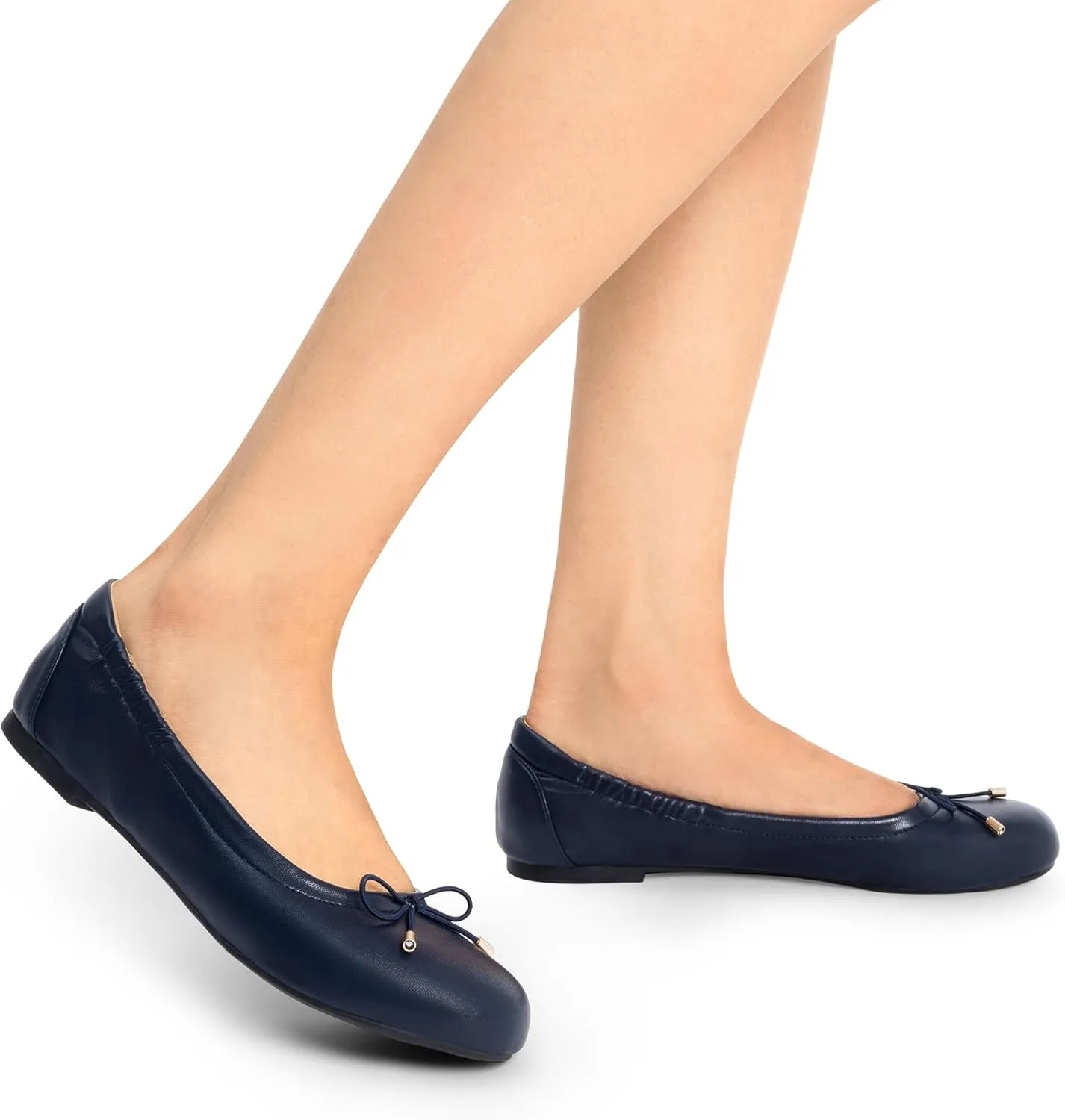 DREAM PAIRS Women's Ballet Flats, Foldable Round Toe Dress Shoes, Comfortable Slip On Work Flat Shoes with Bowknot