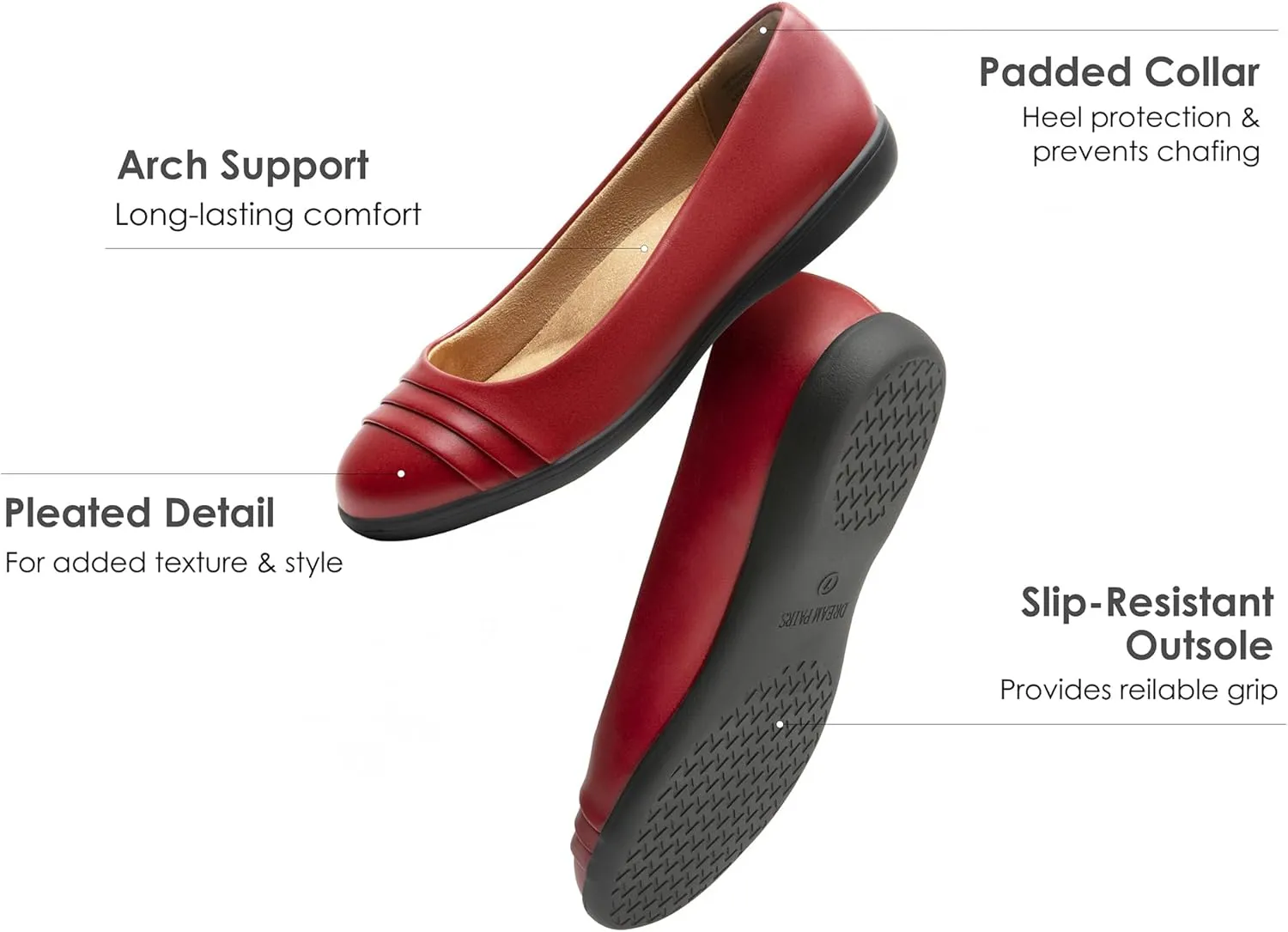 DREAM PAIRS Womens Comfortable Ballet Flats, Business Office Dress Shoes, Dressy Round Toe Slip On Work Flats