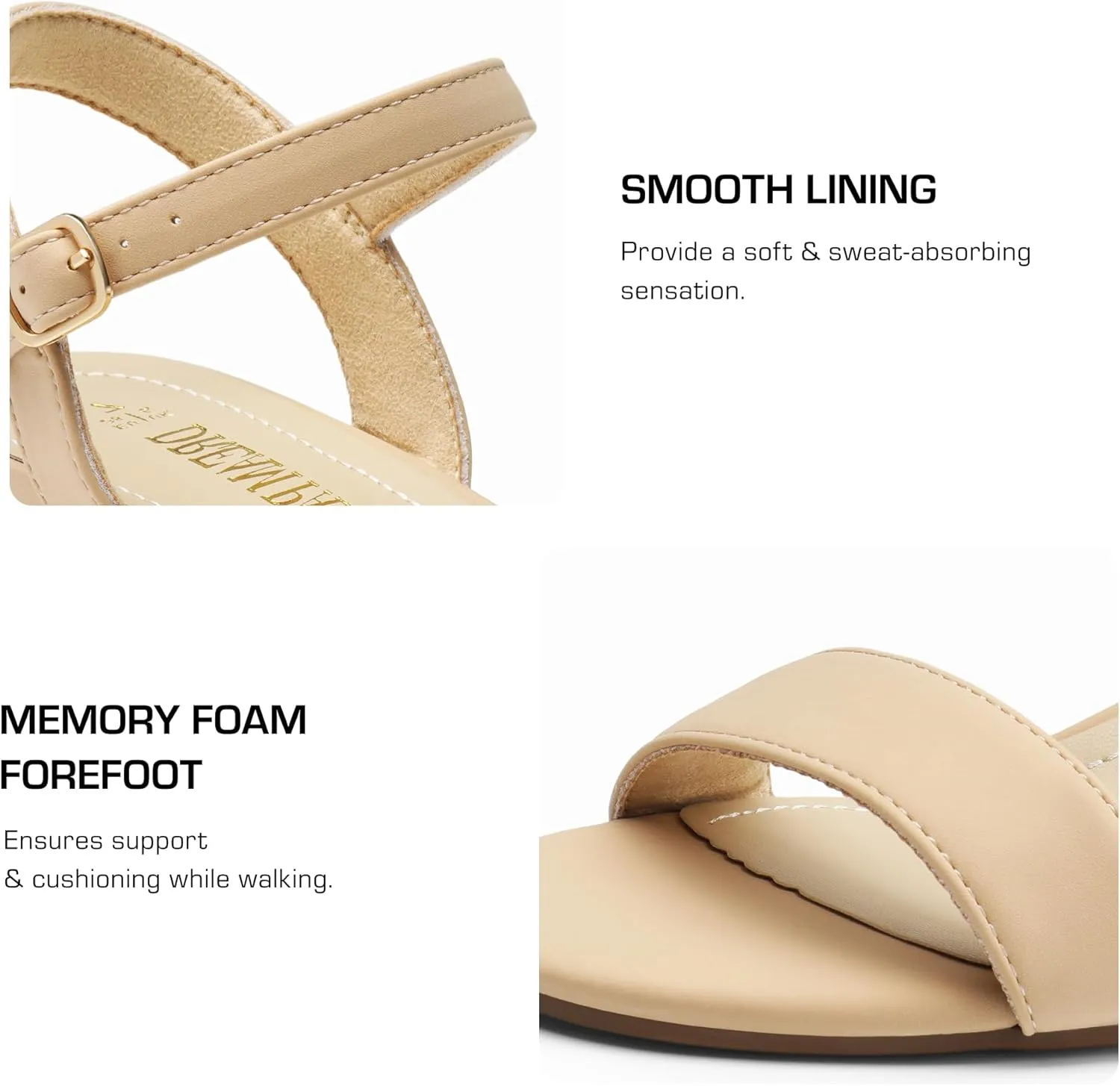DREAM PAIRS Women's Low Heels Block Open Toe Ankle Strap Classic Short Chunky Sandals with Buckle for Daily Work Wedding Party