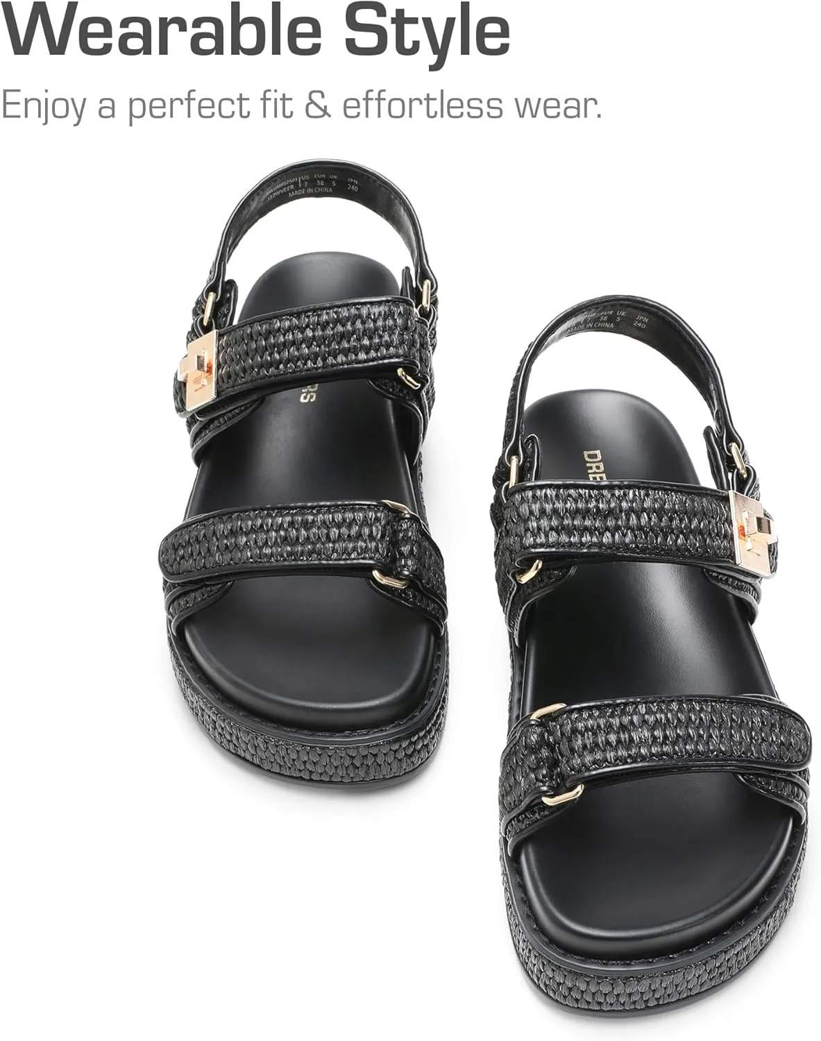 DREAM PAIRS Women's Low Wedge Sandals Comfortable Arch Support Platform Open toe Casual Dressy Flat Summer Sandals with Adjustable Straps