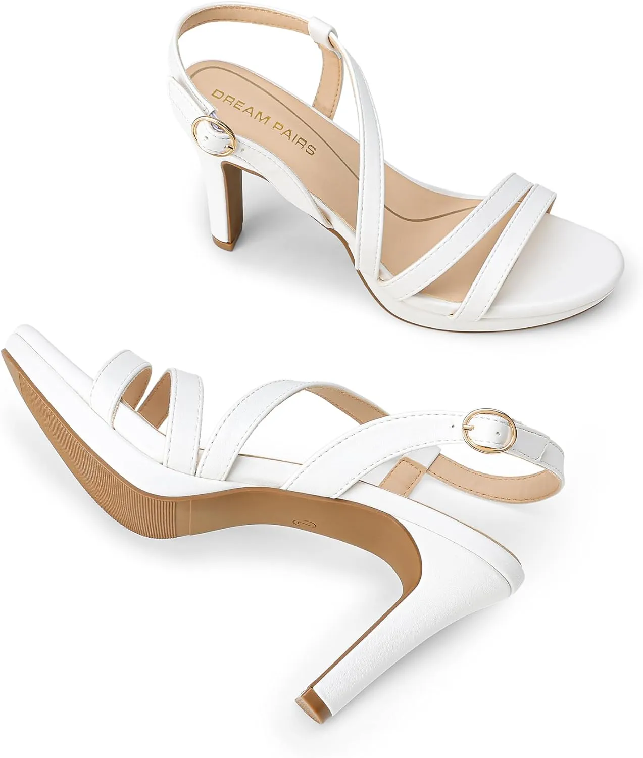 DREAM PAIRS Women's Platform Strappy Heels High Heeled Sandals Open Toe Comfortable Dressy Shoes with Adjustable Ankle Strap