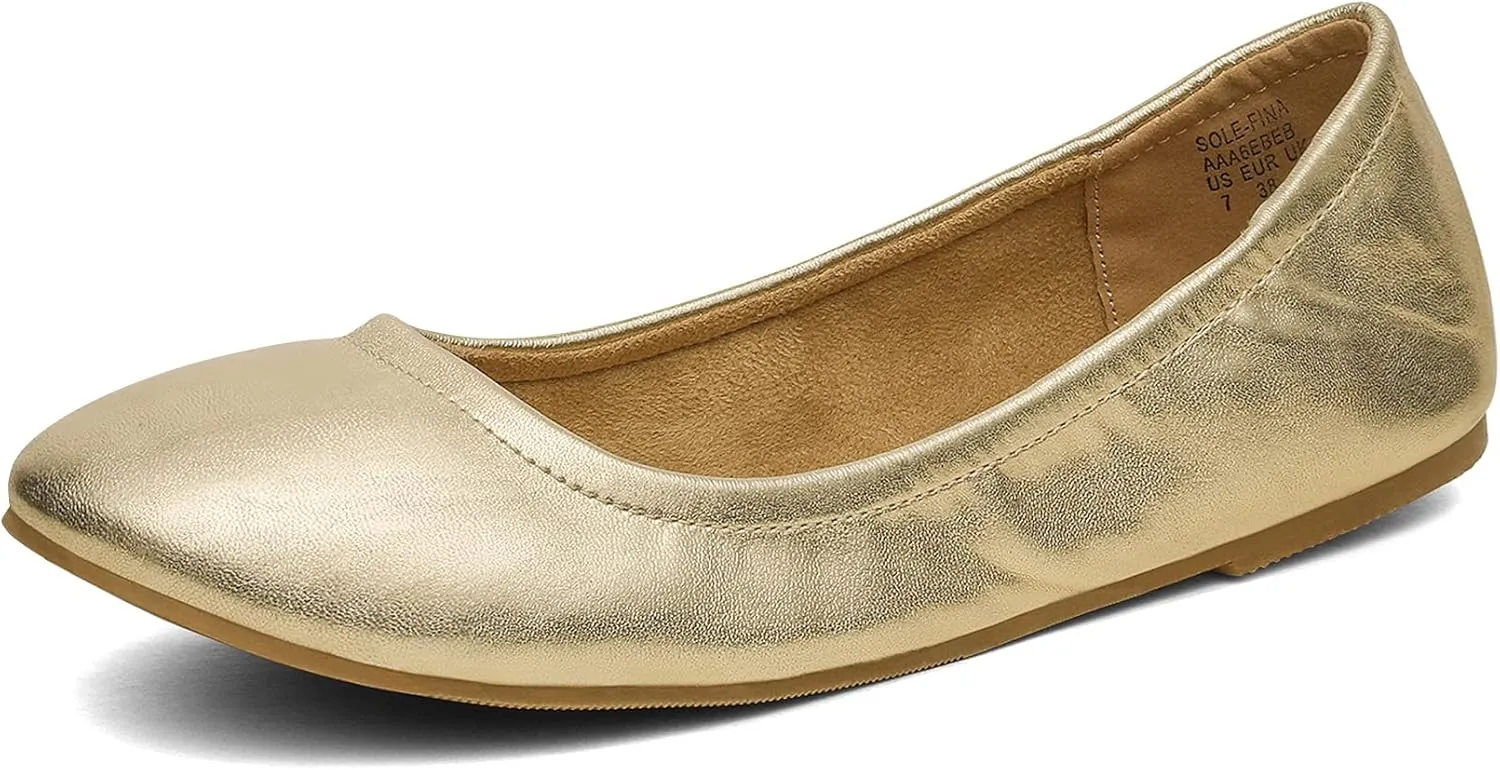 DREAM PAIRS Women's Sole-fina Solid Plain Walking Classic Ballet Flats Shoes