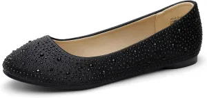 DREAM PAIRS Women's Sole-Shine Rhinestone Ballet Flats Shoes