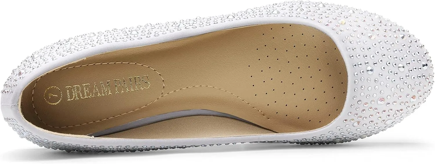 DREAM PAIRS Women's Sole-Shine Rhinestone Ballet Flats Shoes