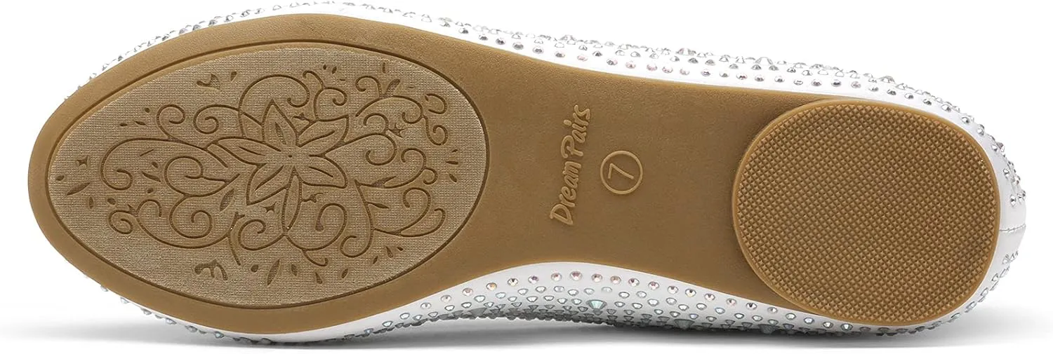 DREAM PAIRS Women's Sole-Shine Rhinestone Ballet Flats Shoes
