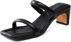 DREAM PAIRS Women's Square Toe Heels for Women Two Strap Open Toe Low Block Chunky Heels Sandals Dress Pumps Shoes