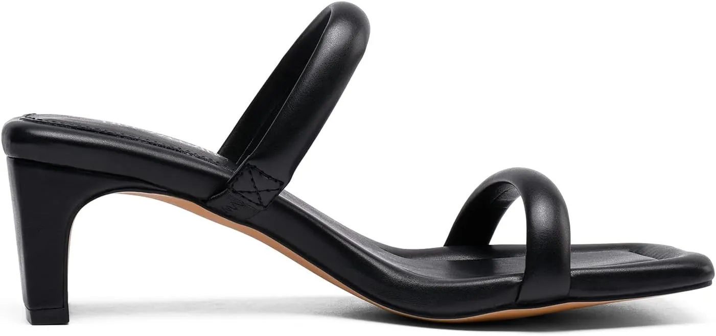 DREAM PAIRS Women's Square Toe Heels for Women Two Strap Open Toe Low Block Chunky Heels Sandals Dress Pumps Shoes