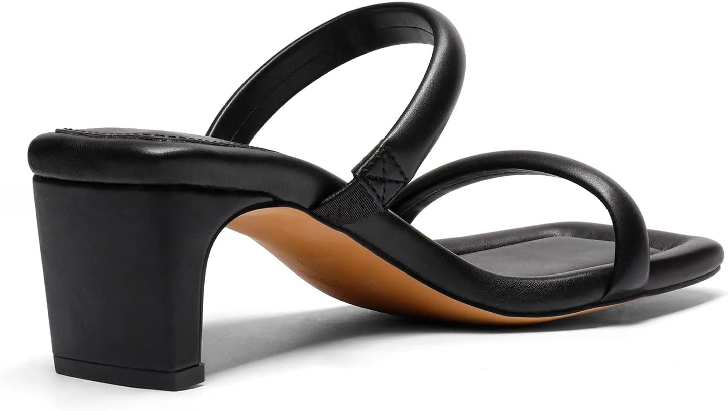 DREAM PAIRS Women's Square Toe Heels for Women Two Strap Open Toe Low Block Chunky Heels Sandals Dress Pumps Shoes