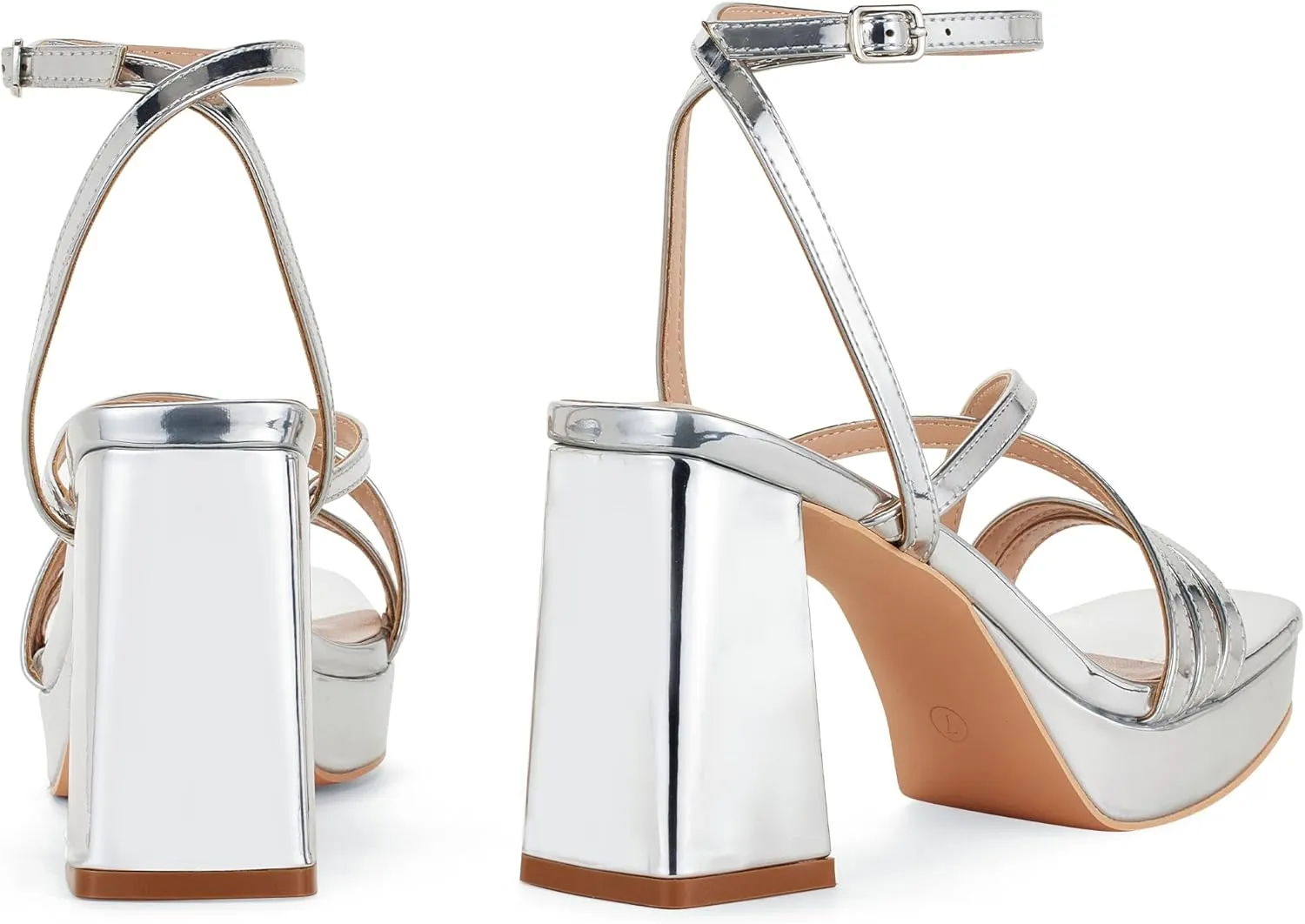 Elisabet Tang Chunky Platform Heels Sandals for Women Sexy Square Toe Heels High Strappy Sandals for Sexy Party Wedding and Evening