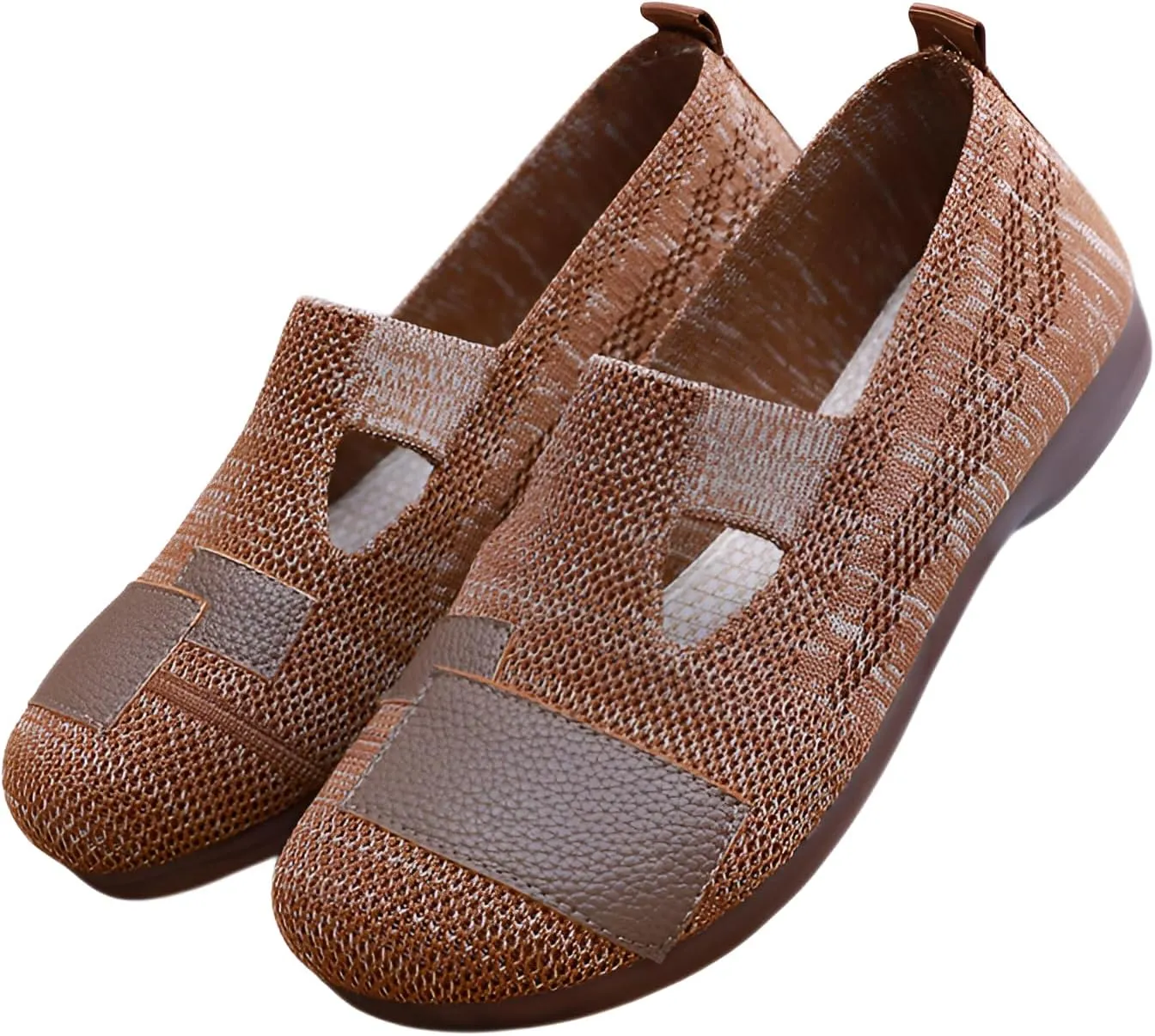 Ellniges]【Flexible Arch Women's Slip- Casual Flats Spring Shoes, Breathable Mesh Slip-Ons with Cushioned Insole for Standing Work, Shopping, Campus Walking - Size 5-11