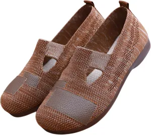 Ellniges]【Flexible Arch Women's Slip- Casual Flats Spring Shoes, Breathable Mesh Slip-Ons with Cushioned Insole for Standing Work, Shopping, Campus Walking - Size 5-11